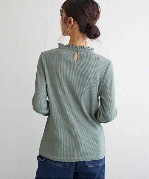 LBC（エルビーシー）の「三角テレコ襟フリルロンT（Tシャツ/カットソー・レディース・オレンジ/グリーン/ブラック/ホワイト・M/L）」の7枚目の写真