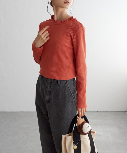 LBC（エルビーシー）の「三角テレコ襟フリルロンT（Tシャツ/カットソー・レディース・オレンジ/グリーン/ブラック/ホワイト・M/L）」の19枚目の写真