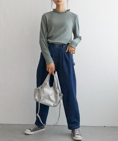 LBC（エルビーシー）の「三角テレコ襟フリルロンT（Tシャツ/カットソー・レディース・オレンジ/グリーン/ブラック/ホワイト・M/L）」の13枚目の写真