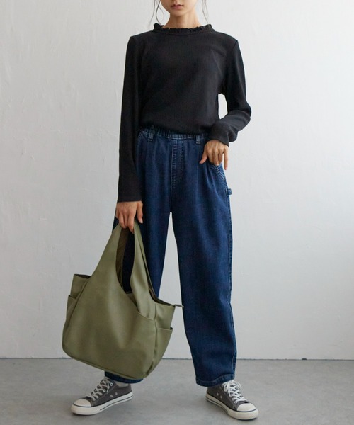 LBC（エルビーシー）の「三角テレコ襟フリルロンT（Tシャツ/カットソー・レディース・オレンジ/グリーン/ブラック/ホワイト・M/L）」の14枚目の写真