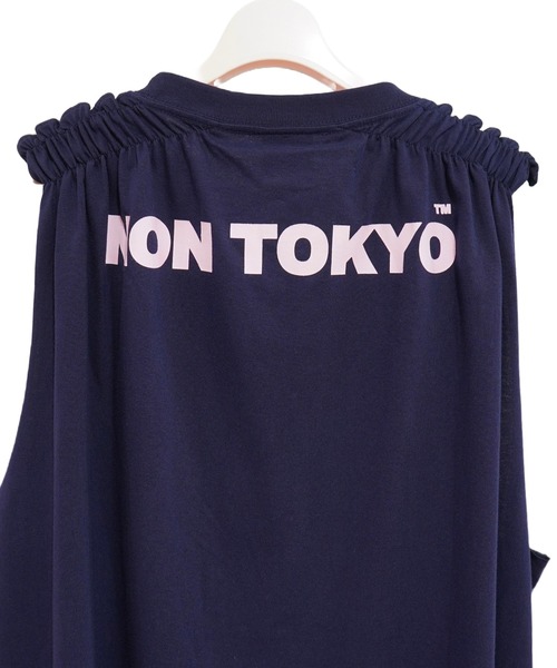 NON TOKYO（ノントーキョー）の「GATHER SLEEVE C/S（Tシャツ/カットソー・レディース・ホワイト/ネイビー・FREE）」の3枚目の写真