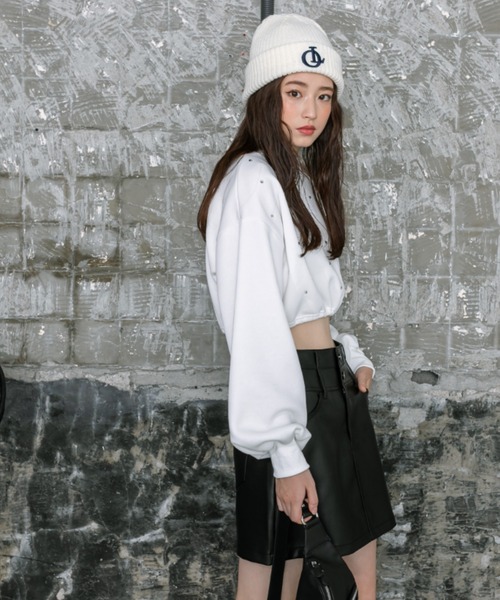 OLIVE des OLIVE（オリーブデオリーブ）の「【一部WEB店舗限定カラー有】きらきらクロップドトップス　1032060190（スウェット・レディース・ピンク/オフホワイト/ブラック/サックスブルー・FREE）」の9枚目の写真