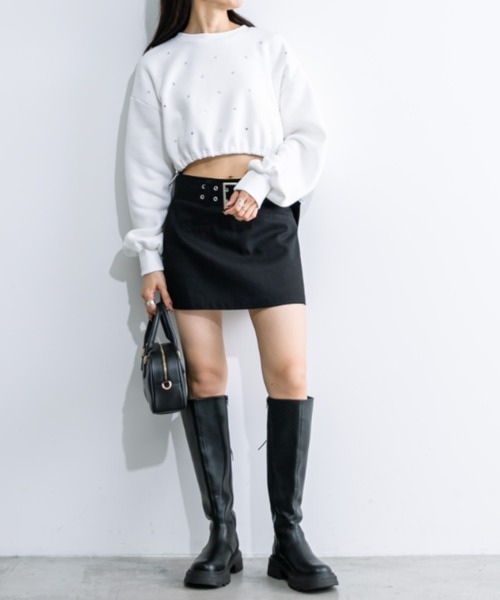 OLIVE des OLIVE（オリーブデオリーブ）の「【一部WEB店舗限定カラー有】きらきらクロップドトップス　1032060190（スウェット・レディース・ピンク/オフホワイト/ブラック/サックスブルー・FREE）」の11枚目の写真