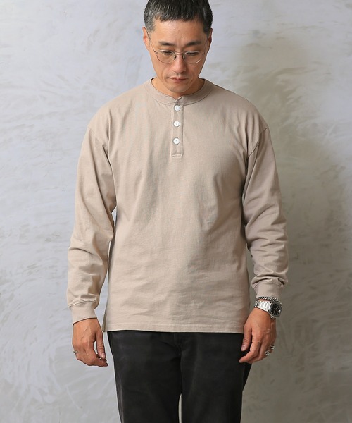 WAIPER.inc（ワイパーインク）の「Good wear USAコットン　ヘンリーネック L/S TEE（Tシャツ/カットソー・メンズ・カーキブラウン/ブルー系その他/ブラック/ホワイト/ネイビー/グレイッシュベージュ/杢グレー/ライトピンク/グレー系その他/ブラウン・S/L/XL/M）」の8枚目の写真