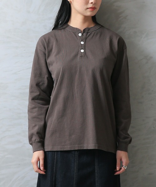 セール】Good wear USAコットン ヘンリーネック L/S TEE（T