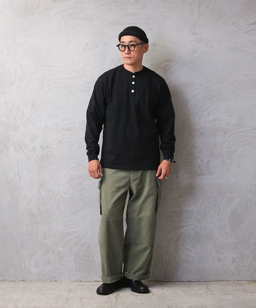 WAIPER.inc（ワイパーインク）の「Good wear USAコットン　ヘンリーネック L/S TEE（Tシャツ/カットソー・メンズ・カーキブラウン/ブルー系その他/ブラック/ホワイト/ネイビー/グレイッシュベージュ/杢グレー/ライトピンク/グレー系その他/ブラウン・S/L/XL/M）」の11枚目の写真