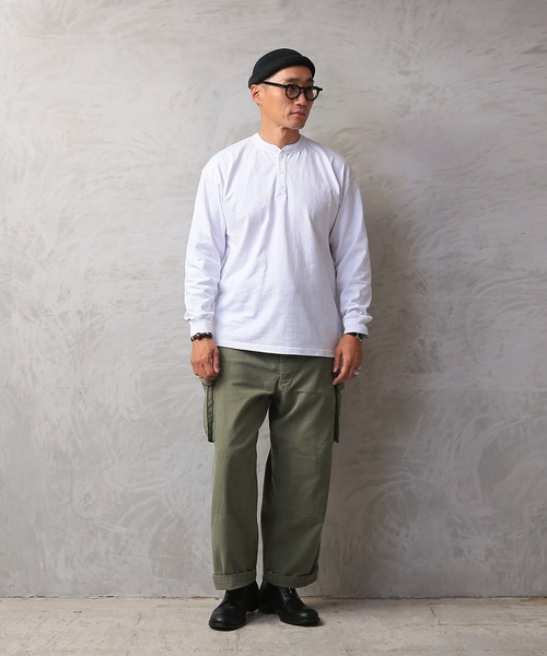 WAIPER.inc（ワイパーインク）の「Good wear USAコットン　ヘンリーネック L/S TEE（Tシャツ/カットソー・メンズ・カーキブラウン/ブルー系その他/ブラック/ホワイト/ネイビー/グレイッシュベージュ/杢グレー/ライトピンク/グレー系その他/ブラウン・S/L/XL/M）」の22枚目の写真