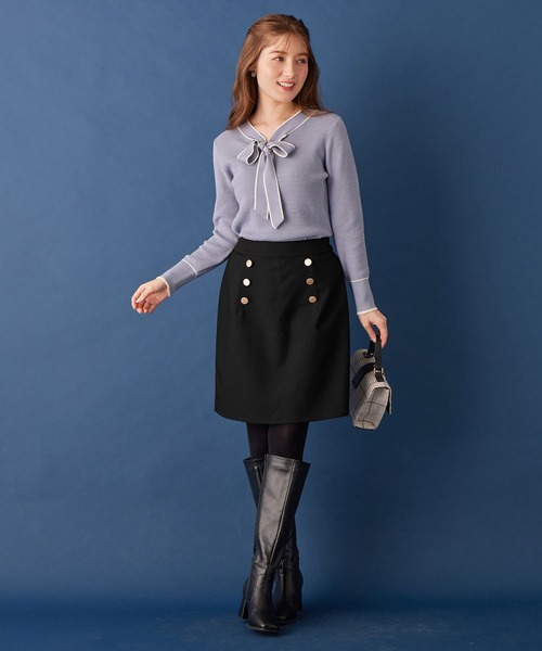 alotta(アロッタ)の「ダブル金ボタンスカート風パンツ(その他パンツ・レディース・ブラック/ベージュ・M/L/LL)」の3枚目の写真