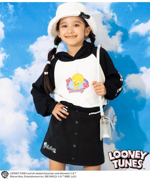 ANAP kids（アナップキッズ）の「Tweetyコラボ/裏毛ラグランスウェットパーカー【親子お揃い】（パーカー・キッズ・ピンク/サックスブルー/ブラック・110cm/130cm/120cm）」の2枚目の写真