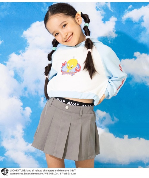 ANAP kids（アナップキッズ）の「Tweetyコラボ/裏毛ラグランスウェットパーカー【親子お揃い】（パーカー・キッズ・ピンク/サックスブルー/ブラック・110cm/130cm/120cm）」の5枚目の写真