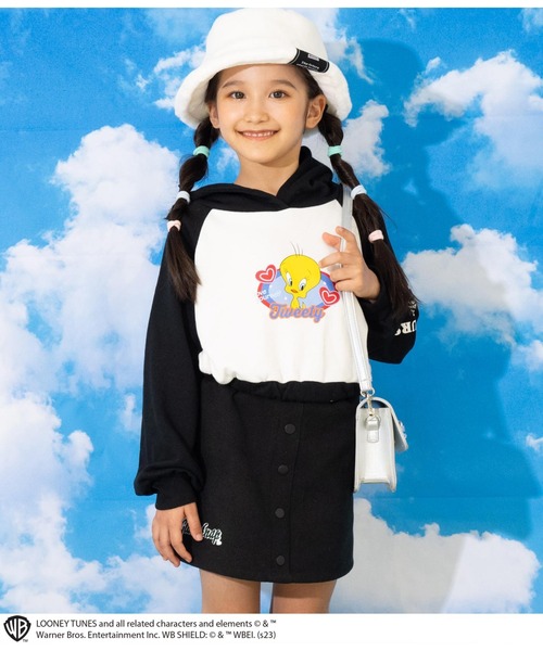 ANAP kids（アナップキッズ）の「Tweetyコラボ/裏毛ラグランスウェットパーカー【親子お揃い】（パーカー・キッズ・ピンク/サックスブルー/ブラック・110cm/130cm/120cm）」の11枚目の写真