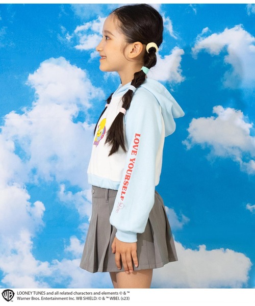 ANAP kids（アナップキッズ）の「Tweetyコラボ/裏毛ラグランスウェットパーカー【親子お揃い】（パーカー・キッズ・ピンク/サックスブルー/ブラック・110cm/130cm/120cm）」の6枚目の写真