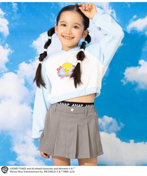 ANAP kids（アナップキッズ）の「Tweetyコラボ/裏毛ラグランスウェットパーカー【親子お揃い】（パーカー・キッズ・ピンク/サックスブルー/ブラック・110cm/130cm/120cm）」の4枚目の写真