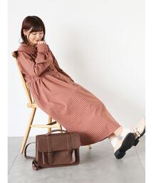 ehka sopo | ビッグ襟チェックワンピース(ワンピース)