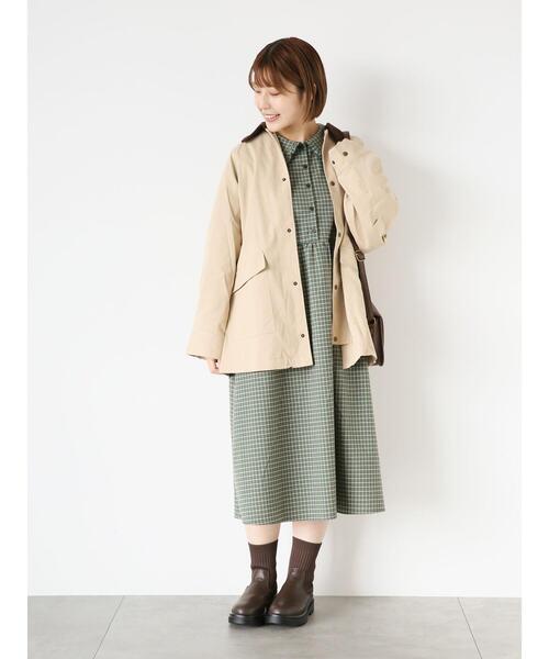 ehka sopo(エヘカソポ)の「ビッグ襟チェックワンピース(ワンピース・レディース・ブラウン/レッド/グリーン・F)」の10枚目の写真