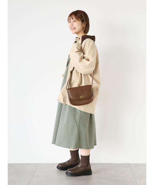 ehka sopo(エヘカソポ)の「ビッグ襟チェックワンピース(ワンピース・レディース・ブラウン/レッド/グリーン・F)」の16枚目の写真