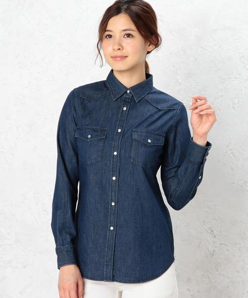 green label relaxing(グリーンレーベルリラクシング)の「GC INDIGO DNM ウエスタン シャツ◆(シャツ/ブラウス・レディース・ライトブルー/コバルトブルー・40/38)」の2枚目の写真