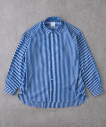 BRICK & SONS | ＆リラックスバックプリーツシャツ＜ブルーワイドストライプ＞(シャツ/ブラウス)