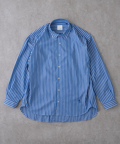 BRICK & SONS（ブリックアンドサンズ）の「＆リラックスバックプリーツシャツ＜ブルーワイドストライプ＞（シャツ/ブラウス・メンズ・ブルー・S/M/L/XS）」の10枚目の写真