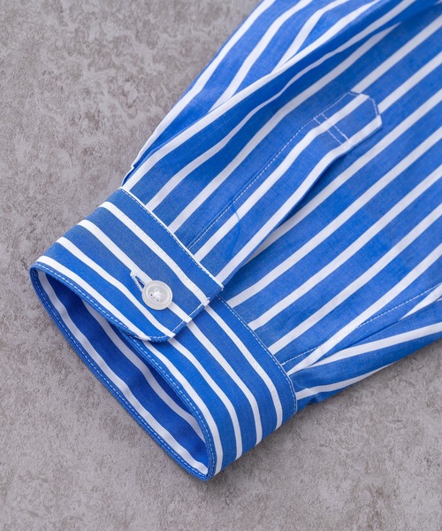 BRICK & SONS（ブリックアンドサンズ）の「＆リラックスバックプリーツシャツ＜ブルーワイドストライプ＞（シャツ/ブラウス・メンズ・ブルー・S/M/L/XS）」の13枚目の写真