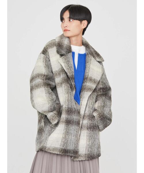 AMERICAN HOLIC(アメリカンホリック)の「チェックコクーンミディコート(その他アウター・レディース・ネイビー系3/ホワイト系その他7・L/M)」の5枚目の写真