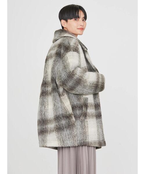 AMERICAN HOLIC(アメリカンホリック)の「チェックコクーンミディコート(その他アウター・レディース・ネイビー系3/ホワイト系その他7・L/M)」の6枚目の写真