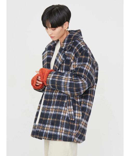 AMERICAN HOLIC(アメリカンホリック)の「チェックコクーンミディコート(その他アウター・レディース・ネイビー系3/ホワイト系その他7・L/M)」の13枚目の写真