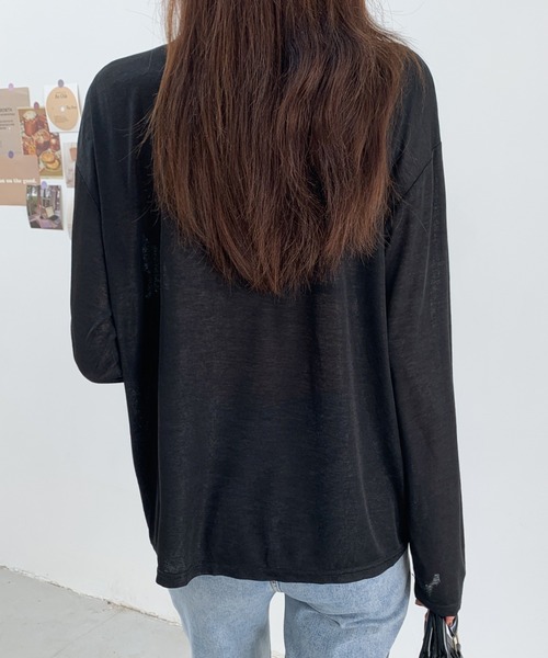 ABITOKYO(アビトーキョー)の「シアークルーネックトップス(Tシャツ/カットソー・レディース・ホワイト/ブラック/ベージュ・M/L/XL)」の9枚目の写真