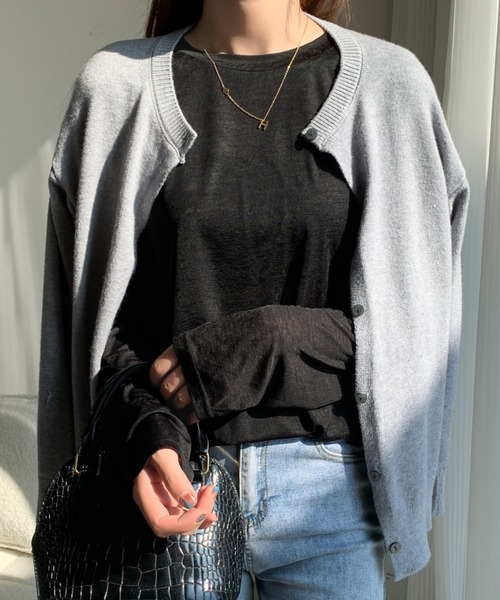 ABITOKYO(アビトーキョー)の「シアークルーネックトップス(Tシャツ/カットソー・レディース・ホワイト/ブラック/ベージュ・M/L/XL)」の14枚目の写真