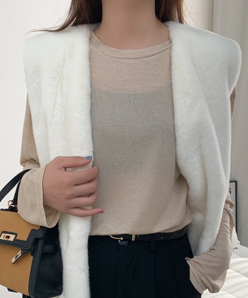 ABITOKYO(アビトーキョー)の「シアークルーネックトップス(Tシャツ/カットソー・レディース・ホワイト/ブラック/ベージュ・M/L/XL)」の22枚目の写真