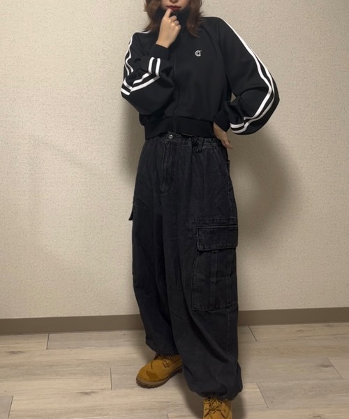 PICSAS（ピクサス）の「【PICSAS】ロゴ刺繍ショートトラックジャケット（ジャージ・レディース・ブラック/イエロー/ネイビー・M/L）」の10枚目の写真