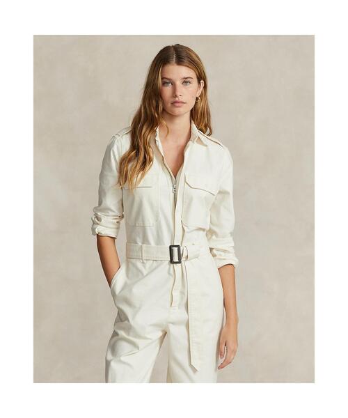 POLO RALPH LAUREN（ポロ ラルフ ローレン）の「ストレッチコットン ツイル ジャンプスーツ（つなぎ/オールインワン・レディース・ホワイト・2）」の8枚目の写真