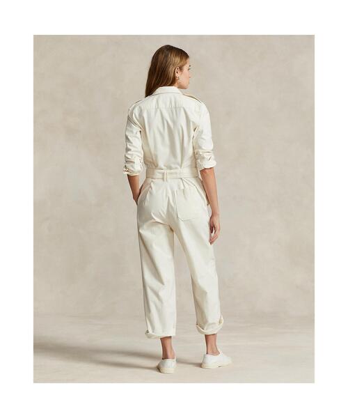 POLO RALPH LAUREN（ポロ ラルフ ローレン）の「ストレッチコットン ツイル ジャンプスーツ（つなぎ/オールインワン・レディース・ホワイト・2）」の9枚目の写真