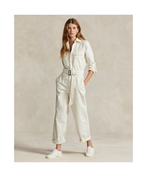 POLO RALPH LAUREN（ポロ ラルフ ローレン）の「ストレッチコットン ツイル ジャンプスーツ（つなぎ/オールインワン・レディース・ホワイト・2）」の5枚目の写真