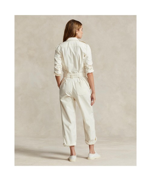 POLO RALPH LAUREN（ポロ ラルフ ローレン）の「ストレッチコットン ツイル ジャンプスーツ（つなぎ/オールインワン・レディース・ホワイト・2）」の3枚目の写真