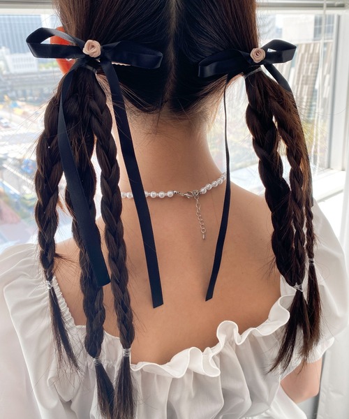 WEGO(ウィゴー)の「WEGO/【2点セット】バラリボンクリップ(バレッタ/ヘアクリップ・レディース・ホワイト/ブラック/ブラック系その他・FREE)」の12枚目の写真