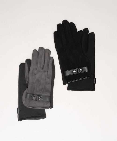 SVEC（シュベック）の「フェイクスエード グローブ（手袋・メンズ・ブラック/グレー・FREE）」の4枚目の写真
