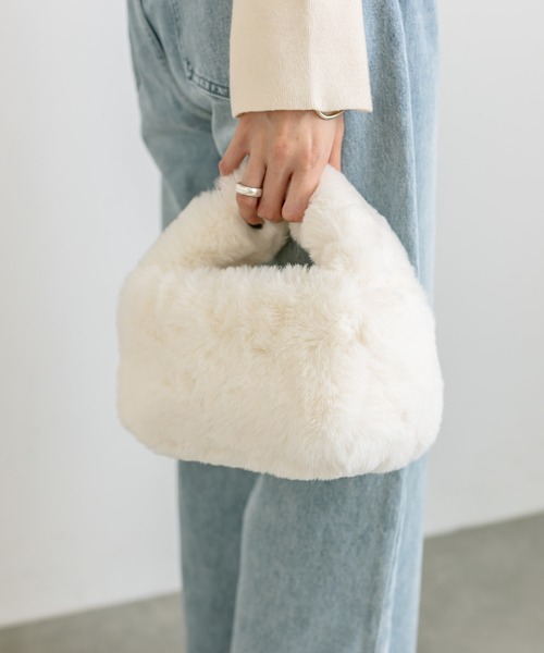 mystic（ミスティック）の「ファーミニバッグ（ハンドバッグ・レディース・オフホワイト/グレー・ONE SIZE）」の2枚目の写真