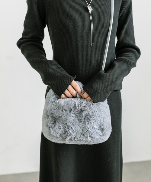 mystic（ミスティック）の「ファーミニバッグ（ハンドバッグ・レディース・オフホワイト/グレー・ONE SIZE）」の7枚目の写真