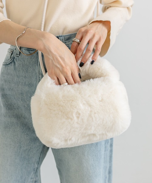 mystic（ミスティック）の「ファーミニバッグ（ハンドバッグ・レディース・オフホワイト/グレー・ONE SIZE）」の4枚目の写真