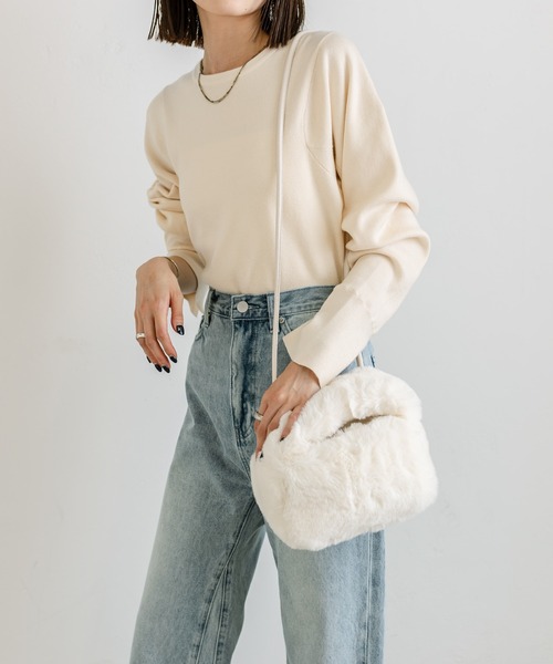 mystic（ミスティック）の「ファーミニバッグ（ハンドバッグ・レディース・オフホワイト/グレー・ONE SIZE）」の5枚目の写真