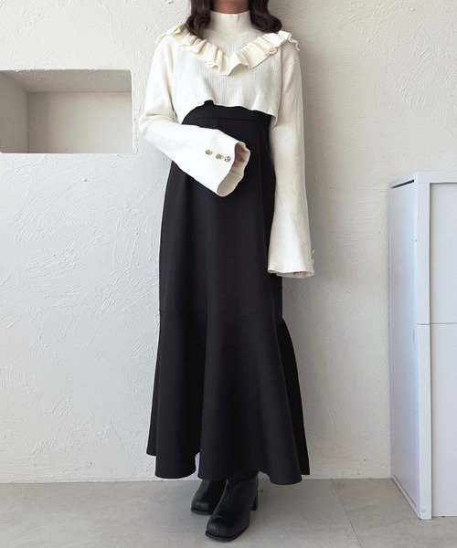 apres jour(アプレジュール)の「フリルフレアスリーブショートニット【ZOZOTOWN限定アイテム】(ニット/セーター・レディース・ボルドー/ピンク/アイボリー/ダークブラウン・フリー/X-LARGE)」の7枚目の写真