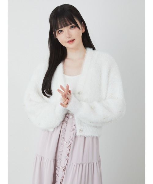 Ank Rouge(アンクルージュ)の「キラキラフェザーカーデ(カーディガン/ボレロ・レディース・ブルー/ホワイト/ピンク・M)」の11枚目の写真
