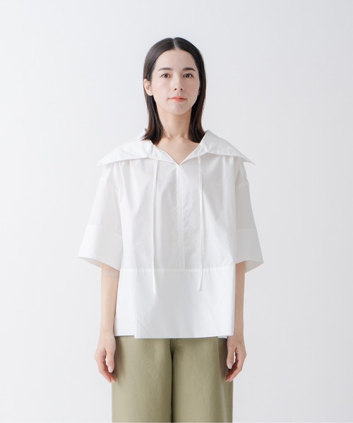 Kelen(ケレン)の「「KELEN/ケレン」ワイドカラートップス(Tシャツ/カットソー・レディース・ブラック/オフホワイト/ブルー系その他/ベージュ・S/M)」の2枚目の写真