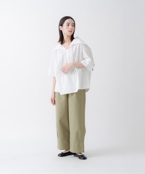 Kelen(ケレン)の「「KELEN/ケレン」ワイドカラートップス(Tシャツ/カットソー・レディース・ブラック/オフホワイト/ブルー系その他/ベージュ・S/M)」の11枚目の写真