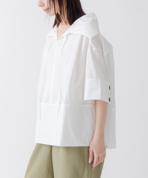 Kelen(ケレン)の「「KELEN/ケレン」ワイドカラートップス(Tシャツ/カットソー・レディース・ブラック/オフホワイト/ブルー系その他/ベージュ・S/M)」の14枚目の写真