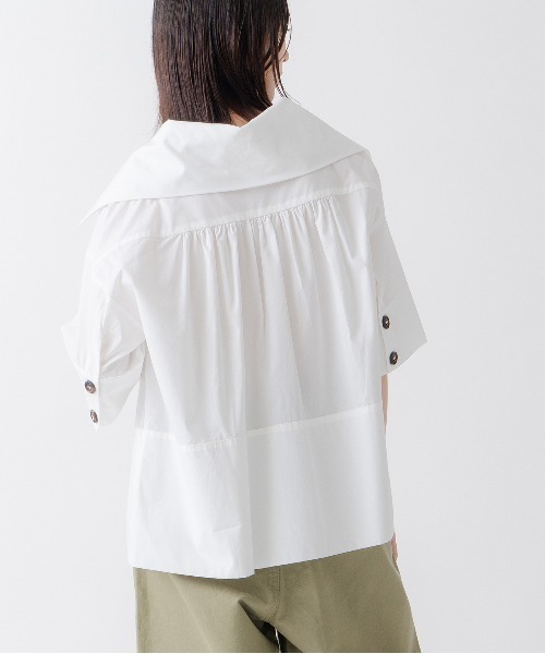 Kelen(ケレン)の「「KELEN/ケレン」ワイドカラートップス(Tシャツ/カットソー・レディース・ブラック/オフホワイト/ブルー系その他/ベージュ・S/M)」の15枚目の写真