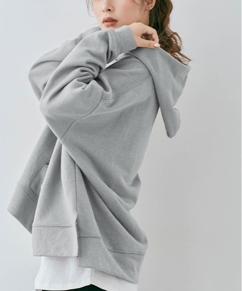 kirakiraShop(キラキラショップ)の「ルーズ シルエット フーディー(スウェット・レディース・カーキ/杢グレー/チャコール/ライトベージュ/オフホワイト/ブラウン/ブラック・FREE)」の4枚目の写真