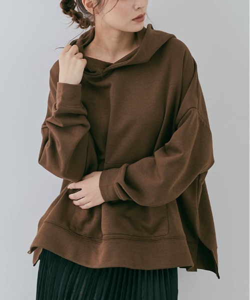 kirakiraShop(キラキラショップ)の「ルーズ シルエット フーディー(スウェット・レディース・カーキ/杢グレー/チャコール/ライトベージュ/オフホワイト/ブラウン/ブラック・FREE)」の6枚目の写真