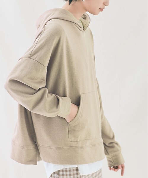 kirakiraShop(キラキラショップ)の「ルーズ シルエット フーディー(スウェット・レディース・カーキ/杢グレー/チャコール/ライトベージュ/オフホワイト/ブラウン/ブラック・FREE)」の7枚目の写真